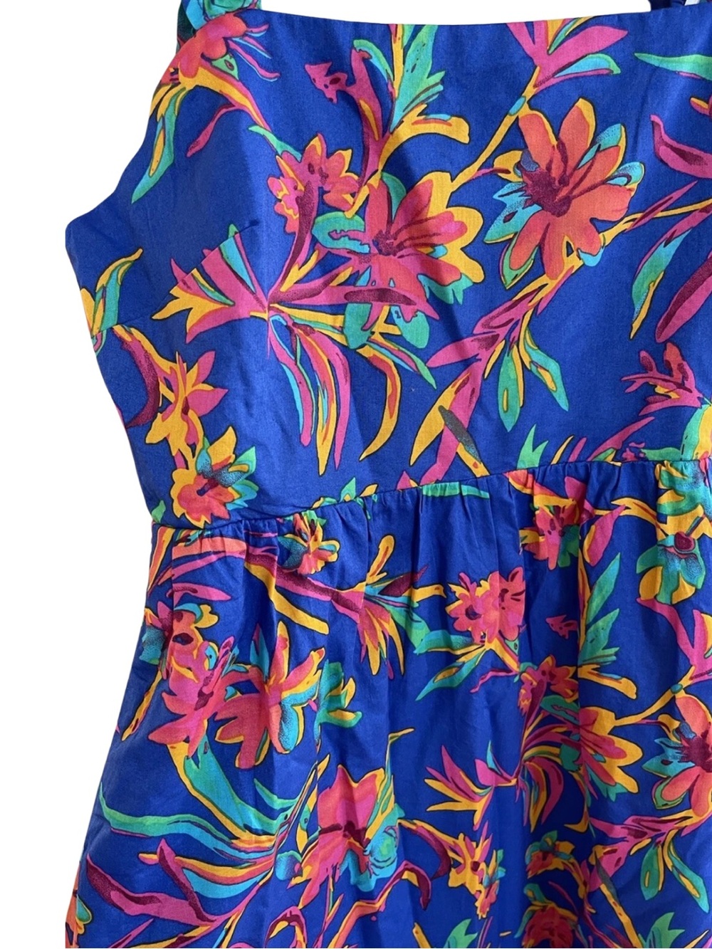 J Crew Brilliant Blue Dark Peo Midi Square Neck Vacation Dress Size 10 - Picture 7 of 9